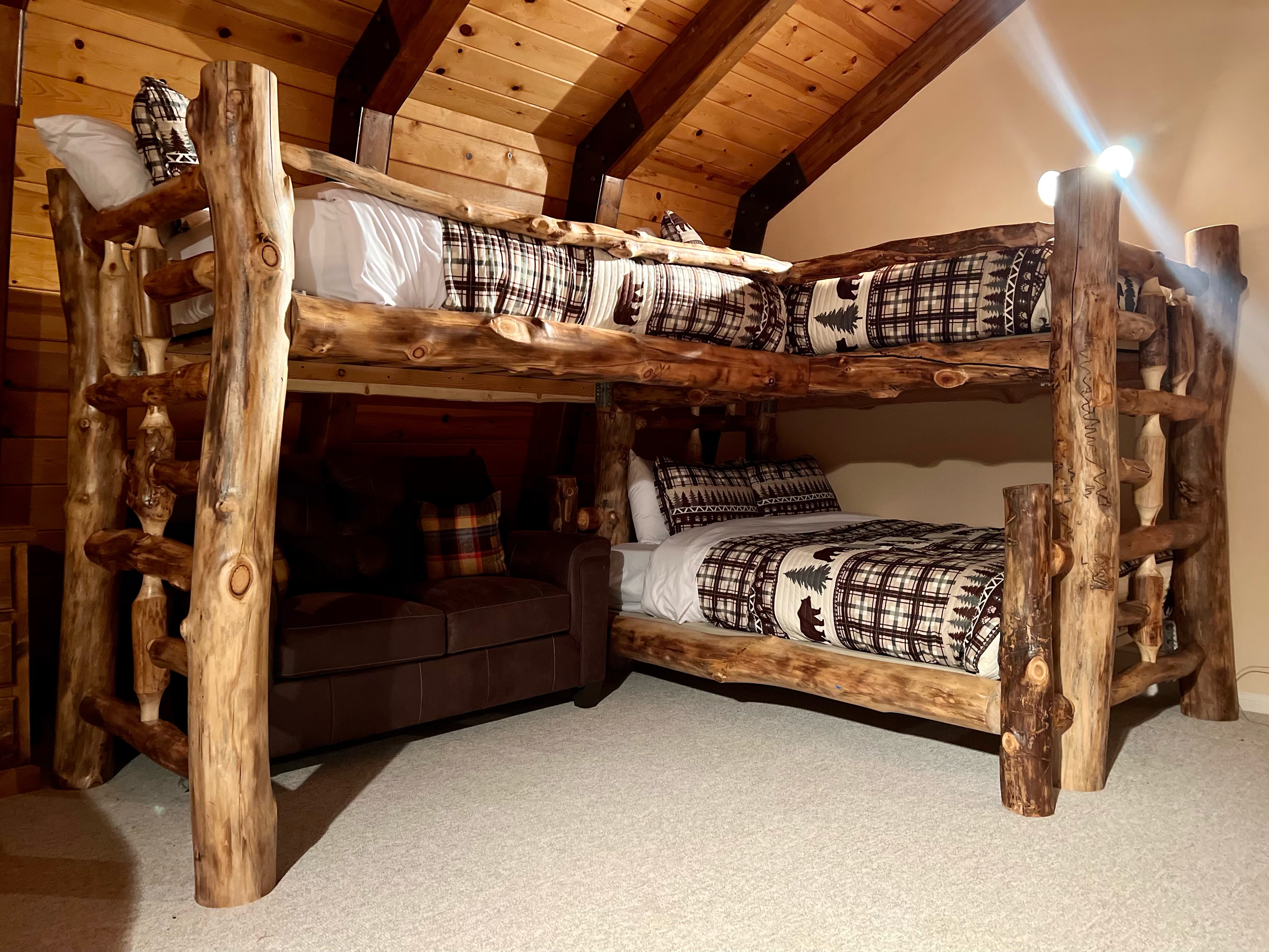 Custom log loft bunk bed